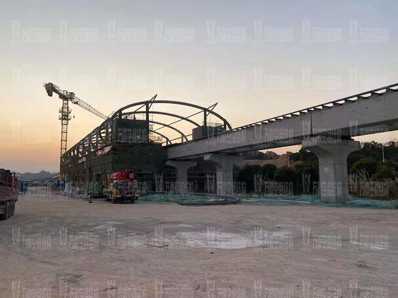 清遠磁懸浮項目蓮湖車站鋼-膜結構工程鋼結構接近尾聲 清遠磁懸浮項目蓮湖車站鋼-膜結構工程鋼結構接近尾聲